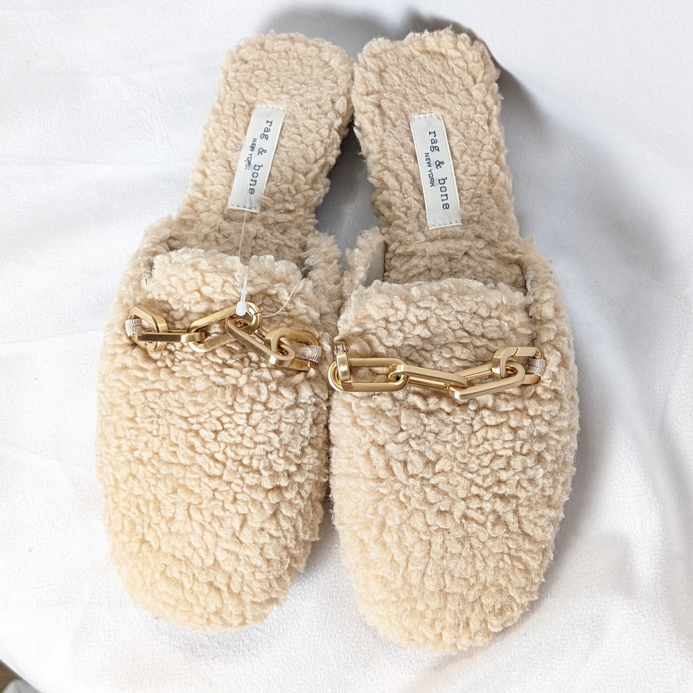 Nwob Rag & Bone Beige Essex Faux Shearling Chain … - image 4